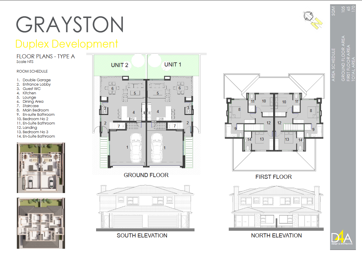 Grayston Type A 3-Bedroom Luxury Duplex Floorplan Blueprint
